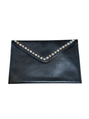 B-Low the Belt black vegan leather envelope clutch